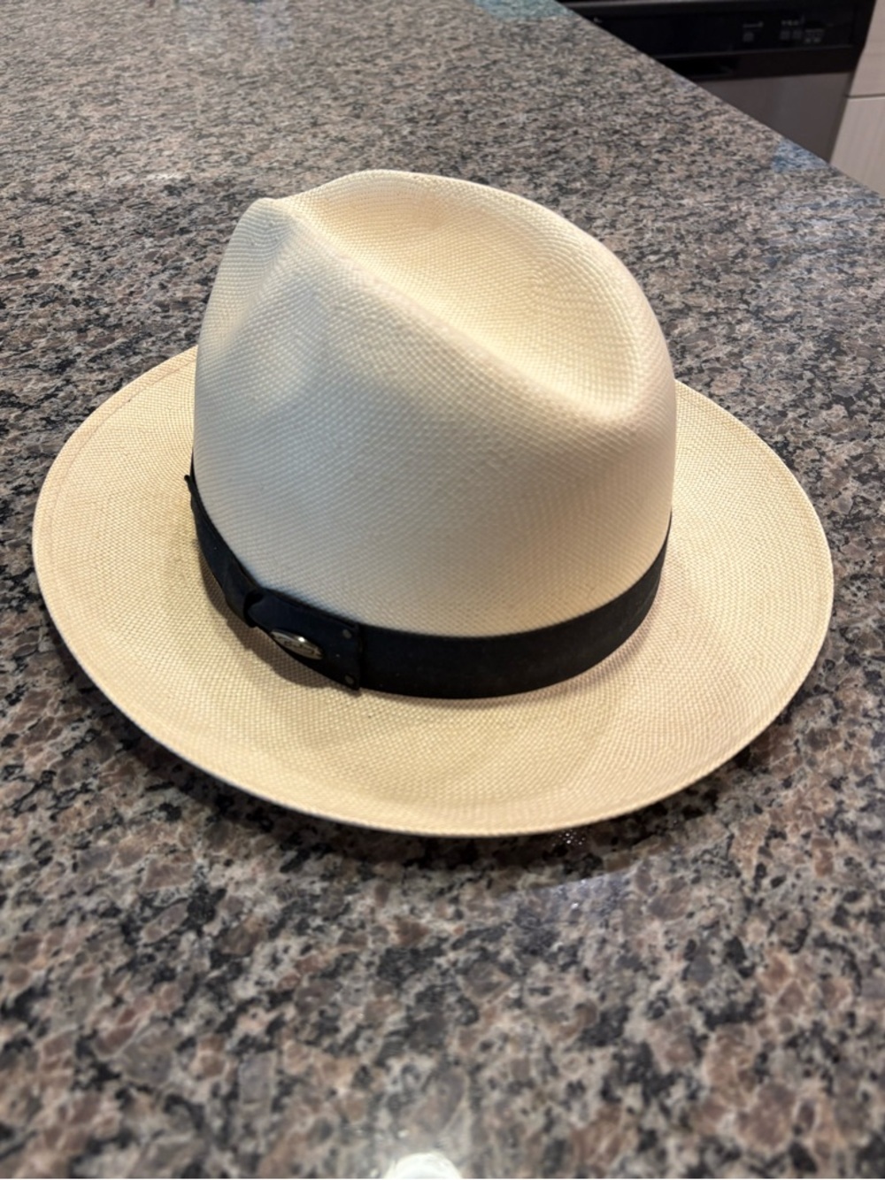 Bailey Hanson LiteStraw Fedora in Natural/Black Size Medium - Picture 2 of 8